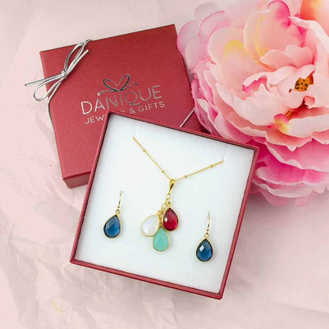 Custom Mother's Birthstone Necklace & Earrings Set [TCS]