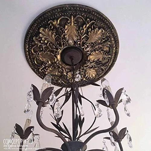 Ekena Millwork CM17ROBPS Rotherham Ceiling Medallion, 18"OD x 3 1/2"ID x 1 1/2"P, Hand-Painted Black Pearl