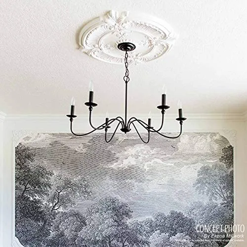 Ekena Millwork CM17ROBPS Rotherham Ceiling Medallion, 18"OD x 3 1/2"ID x 1 1/2"P, Hand-Painted Black Pearl