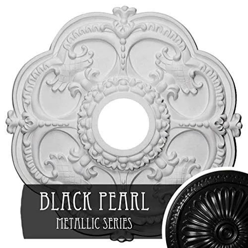 Ekena Millwork CM17ROBPS Rotherham Ceiling Medallion, 18"OD x 3 1/2"ID x 1 1/2"P, Hand-Painted Black Pearl