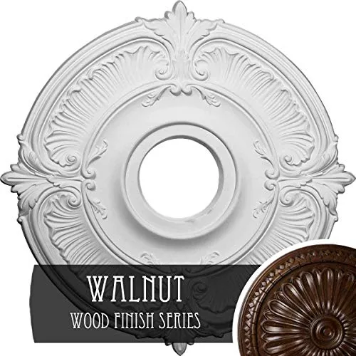 Ekena Millwork CM18ATWAS Attica Ceiling Medallion, 18"OD x 4"ID x 5/8"P (Fits Canopies up to 5"), Hand-Painted Walnut