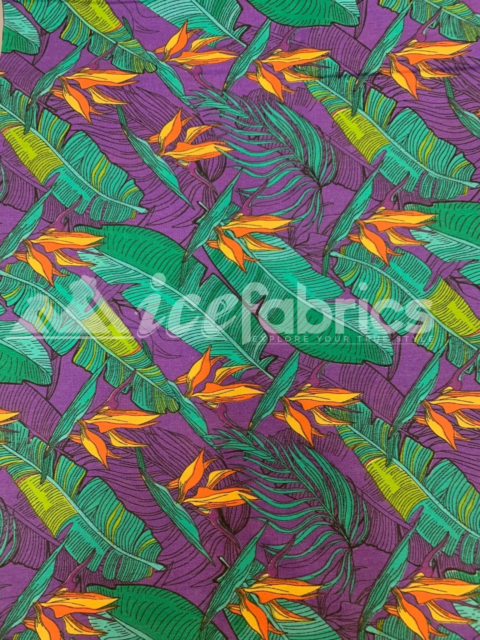 Fashion Fabric Leaf Print Poly Cotton Fabric By The Yard (Red, Purple, Blue)