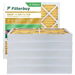 Filterbuy 18x18x4 Air Filter MERV 11, Pleated HVAC AC Furnace Filters (6-Pack, Gold)