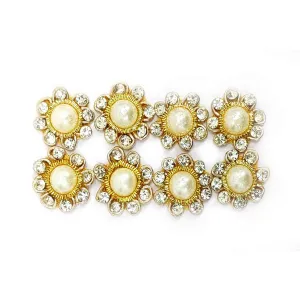 Gold Rhinestone Applique with Crystal Gems - Elegant Embellishment - 11222