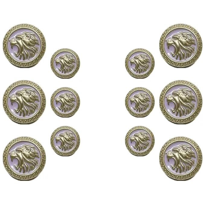 Golden Royal Roars Lion Abs Shank Buttons(6 Big   6 Small)