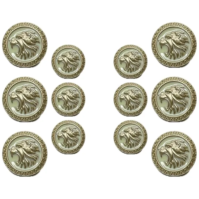 Golden Royal Roars Lion Abs Shank Buttons(6 Big   6 Small)