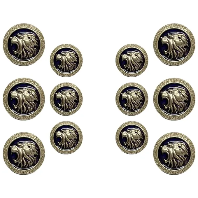 Golden Royal Roars Lion Abs Shank Buttons(6 Big   6 Small)