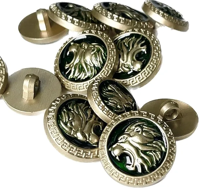 Golden Royal Roars Lion Abs Shank Buttons(6 Big   6 Small)