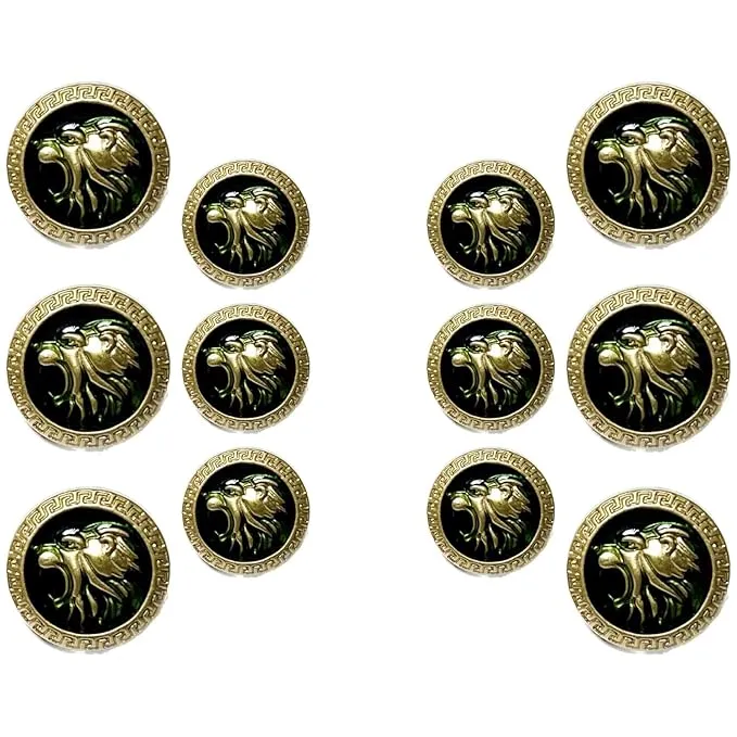 Golden Royal Roars Lion Abs Shank Buttons(6 Big   6 Small)