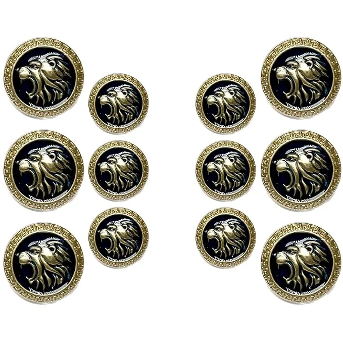 Golden Royal Roars Lion Abs Shank Buttons(6 Big   6 Small)