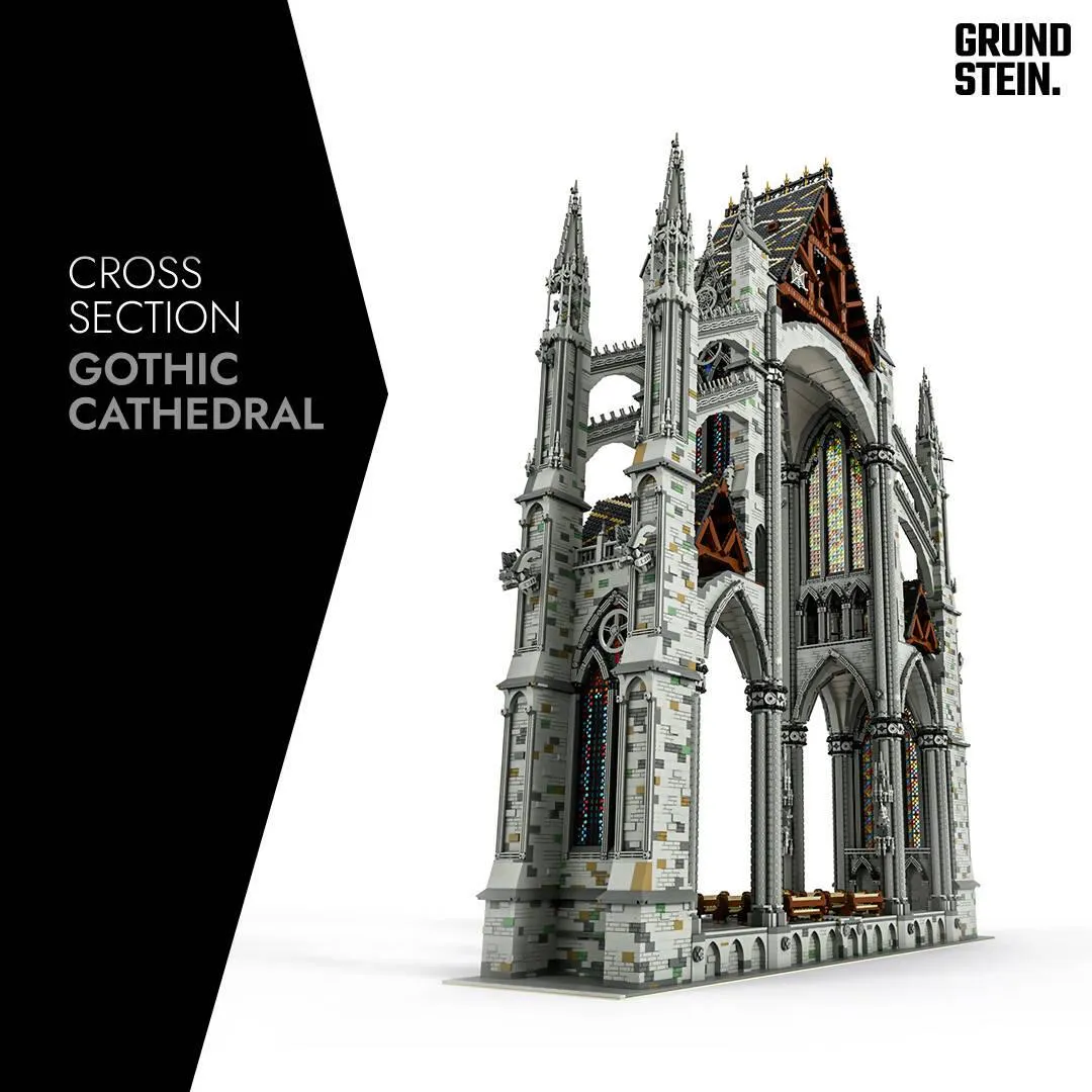 Gothic Cathedral- Cross Section | Minifigure Scale 1:42 | 41000 parts, 1.34m high