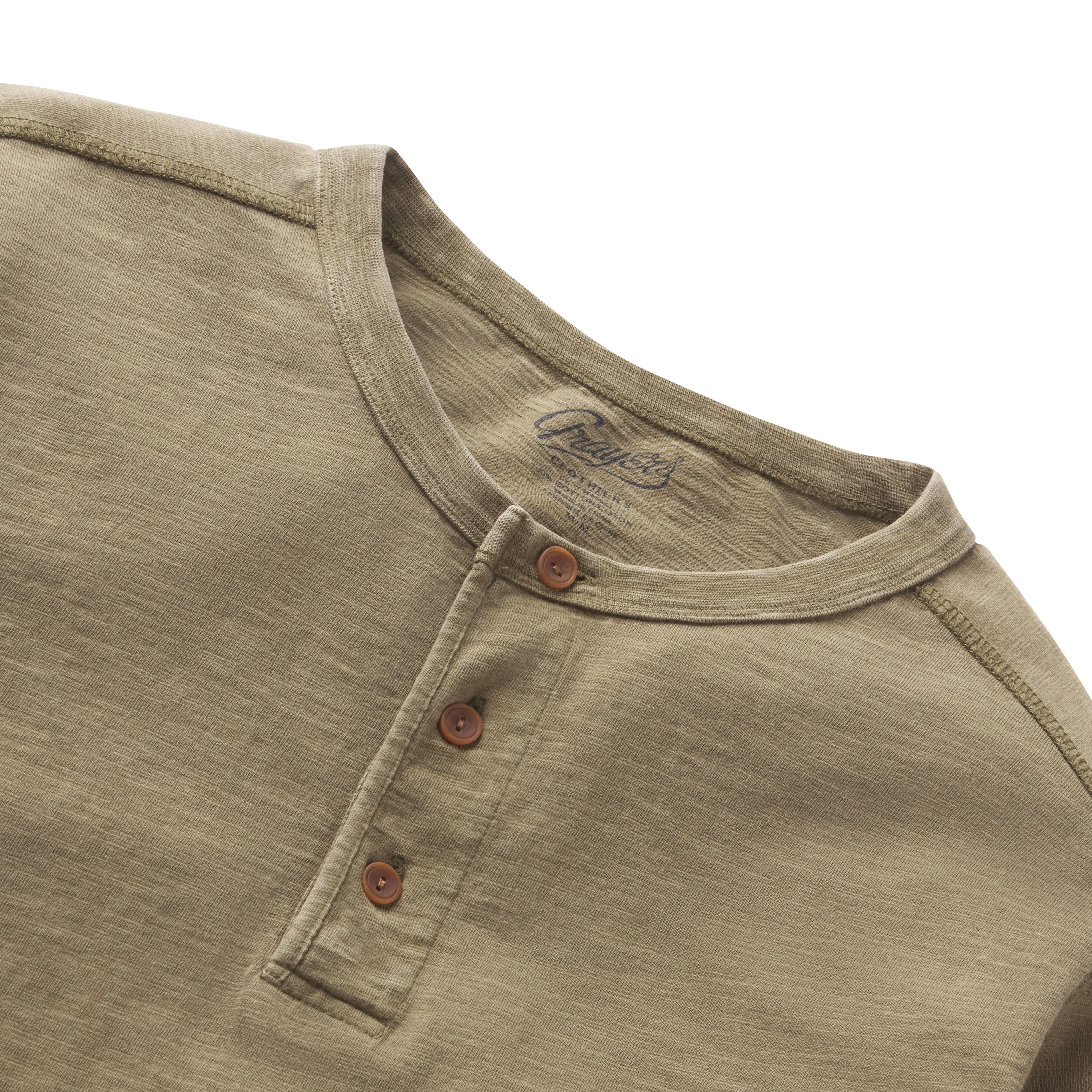 Hewitt Garment Dyed Henley - Military Olive