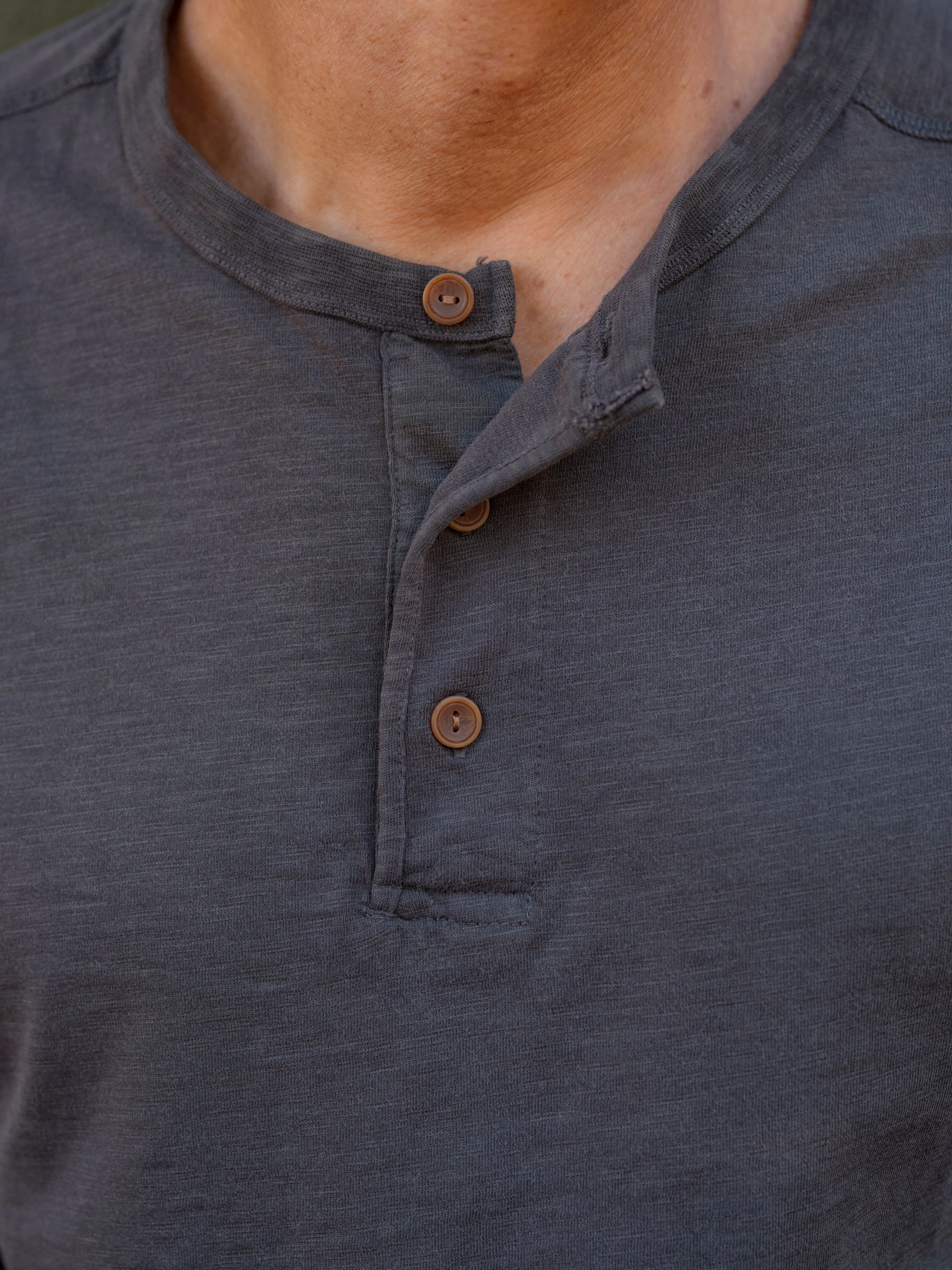 Hewitt Garment Dyed Henley - Washed Black