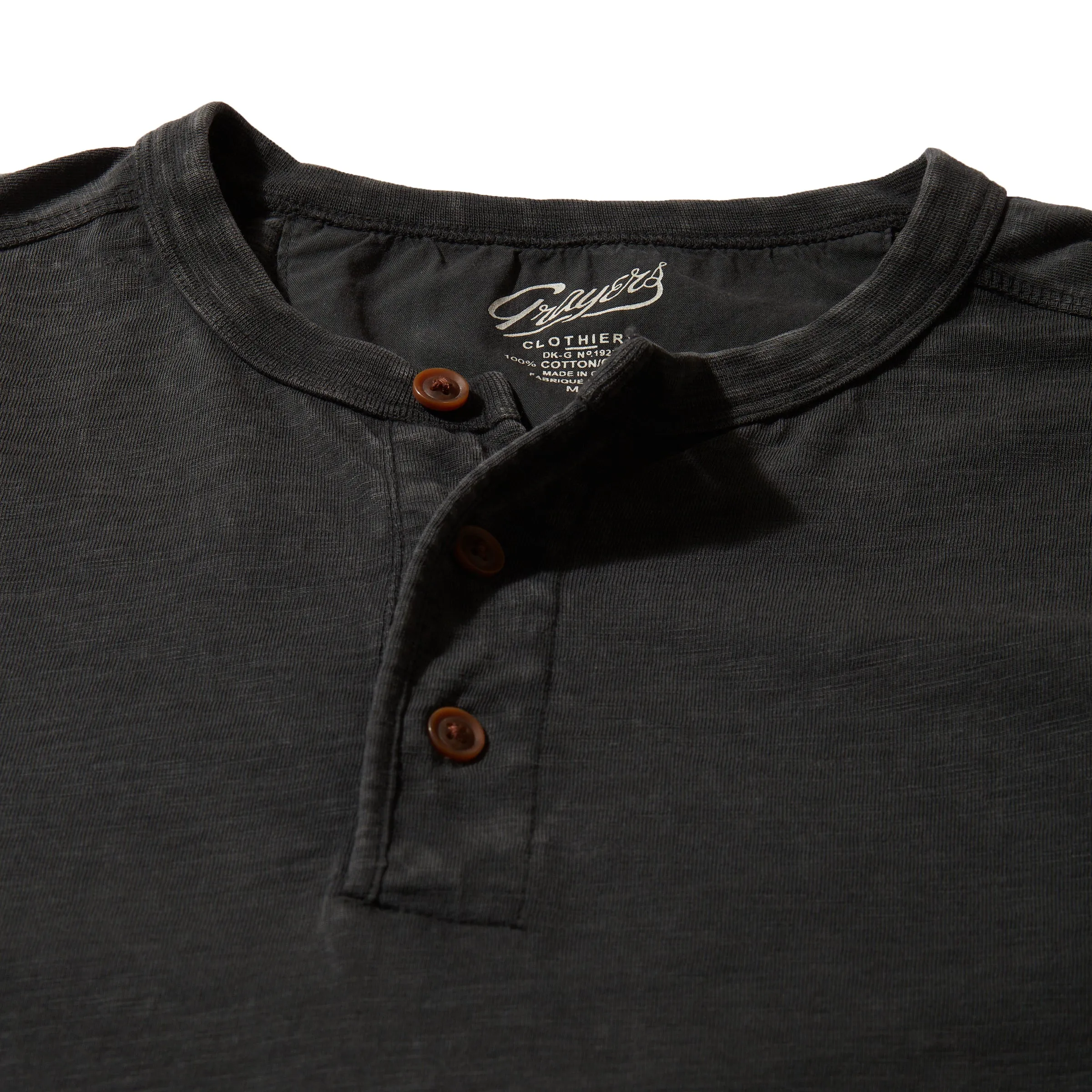 Hewitt Garment Dyed Henley - Washed Black