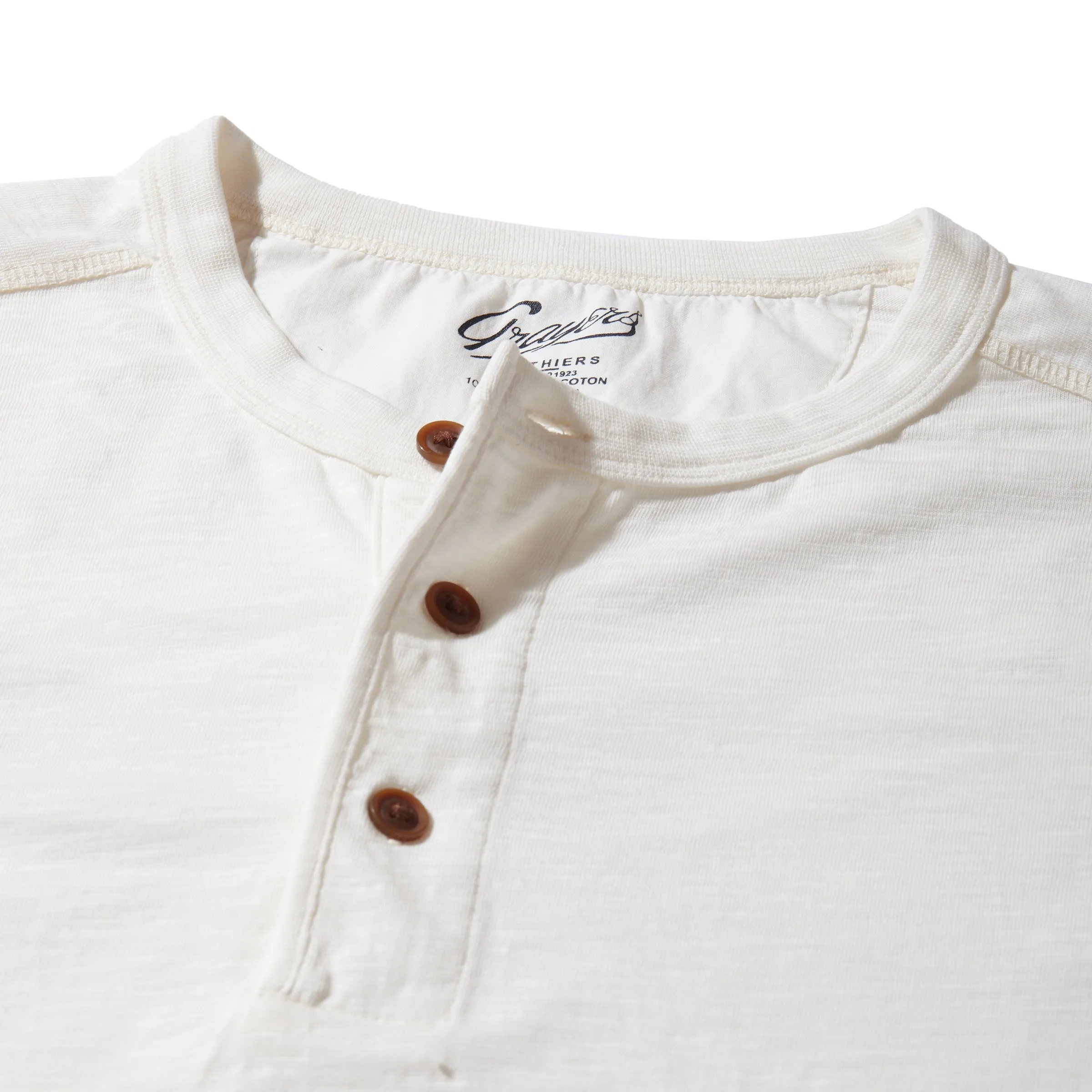 Hewitt Garment Dyed Henley - White