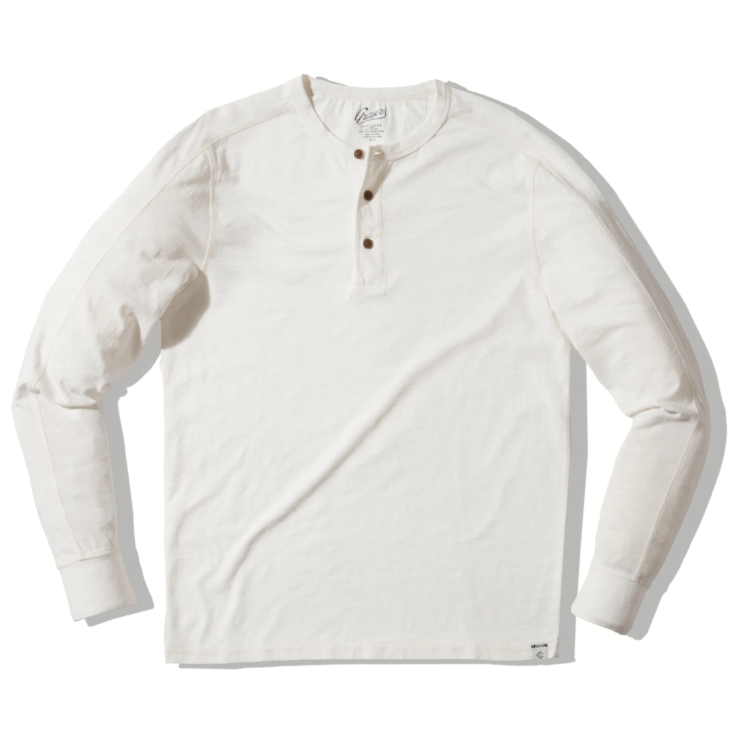 Hewitt Garment Dyed Henley - White