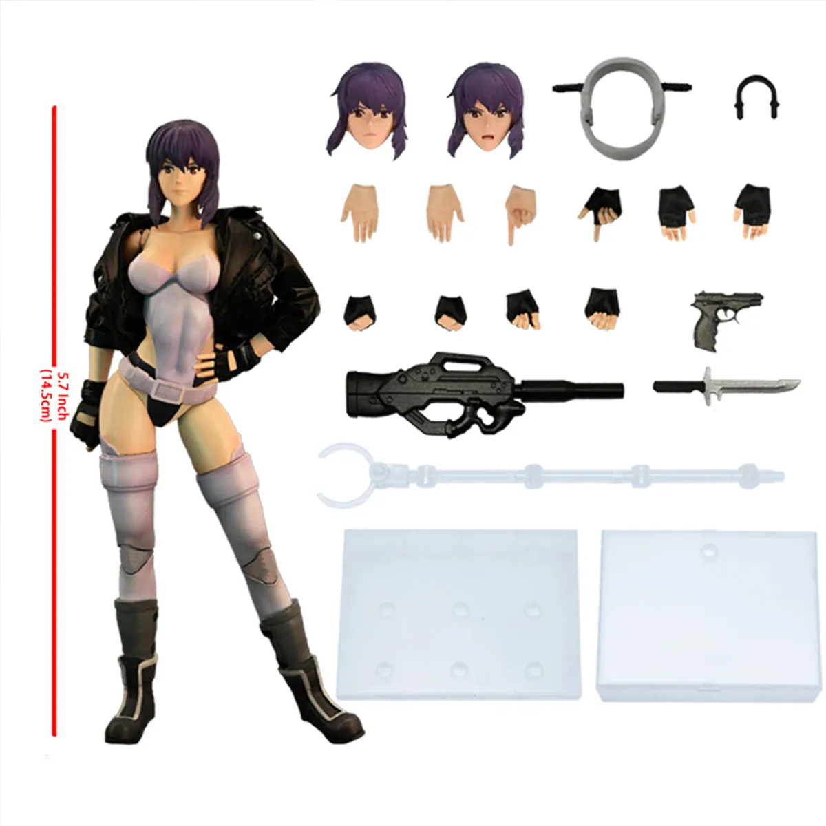 HiPlay HIYA Full Set:STAND ALONE COMPLEX,kusanagi motoko,Anime Style, 1:12 Scale Miniature Action Figurine