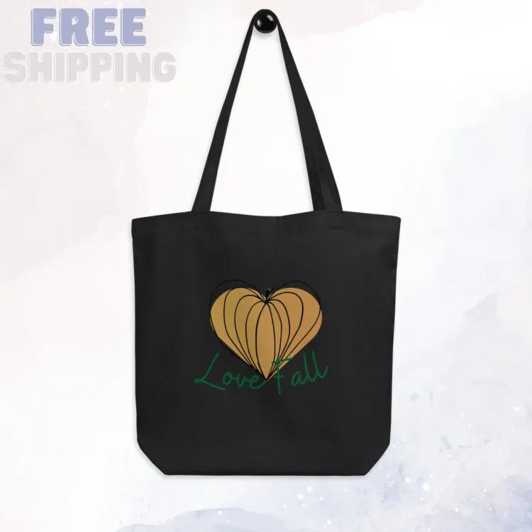 Love Fall Pumpkin Heart Eco Tote Bag