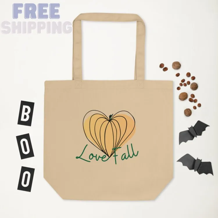 Love Fall Pumpkin Heart Eco Tote Bag