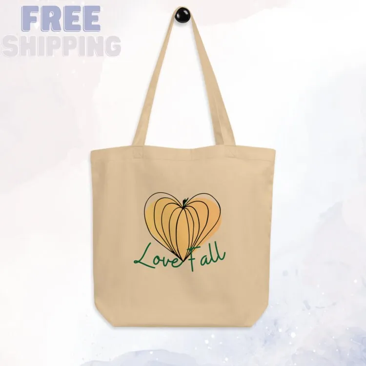 Love Fall Pumpkin Heart Eco Tote Bag