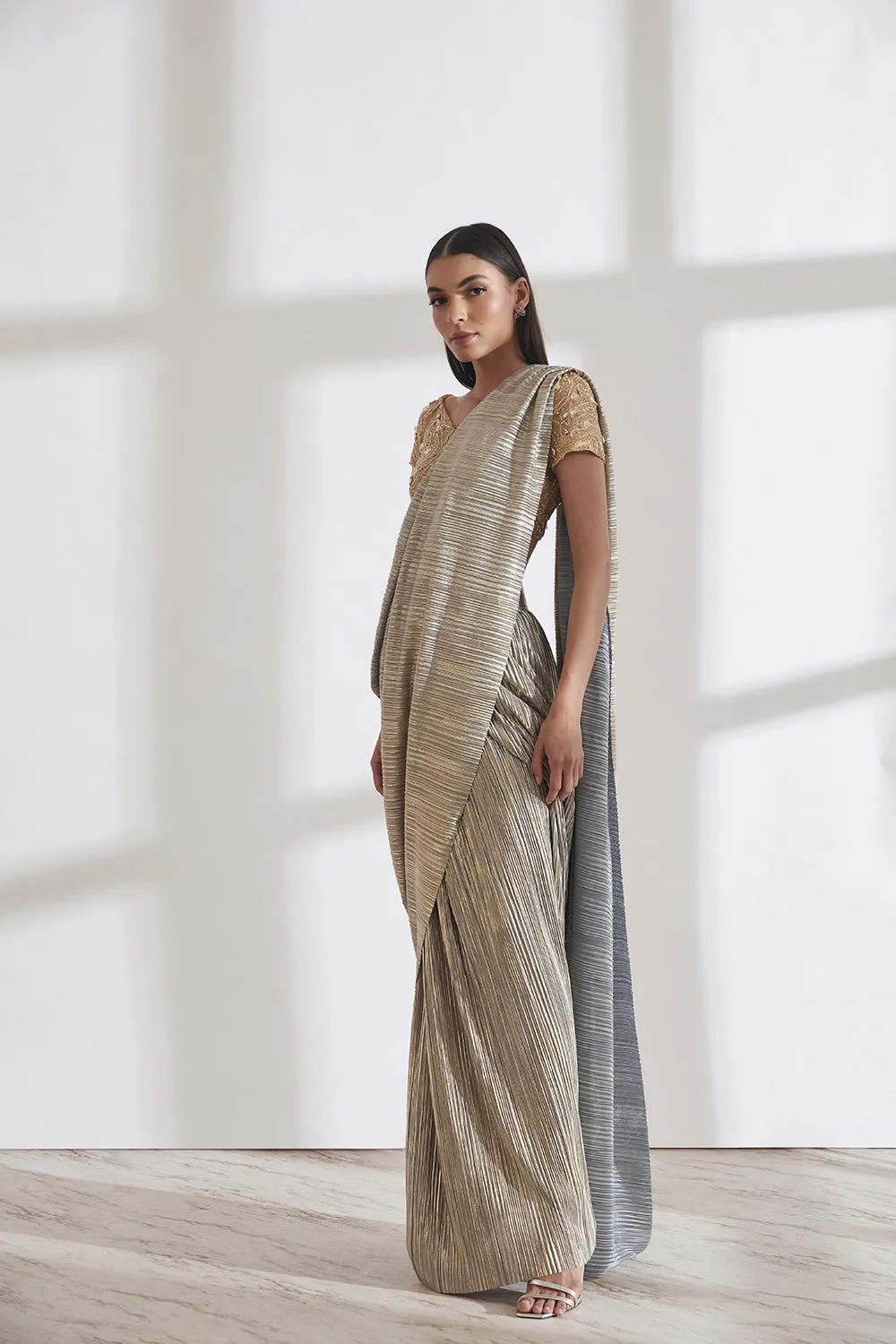 Metallic 2.0 Sari with River Flow Nikki Blouse