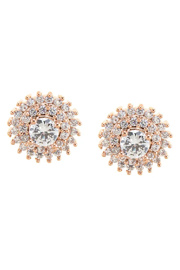 Monique Double Halo CZ Sunburst Studs