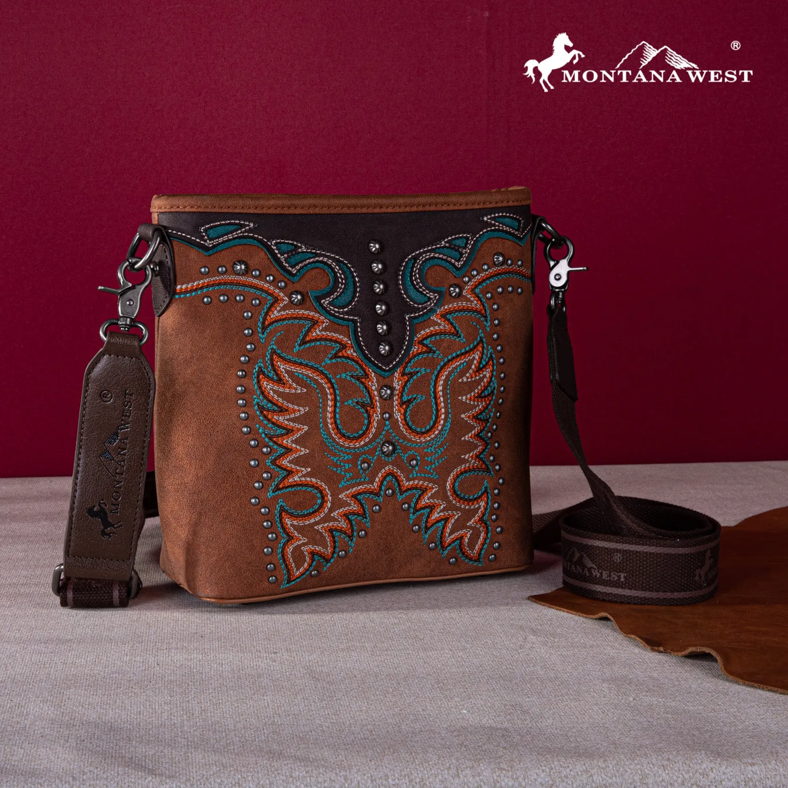 MW1253G-9360  Montana West Embroidered Collection Concealed Carry Crossbody