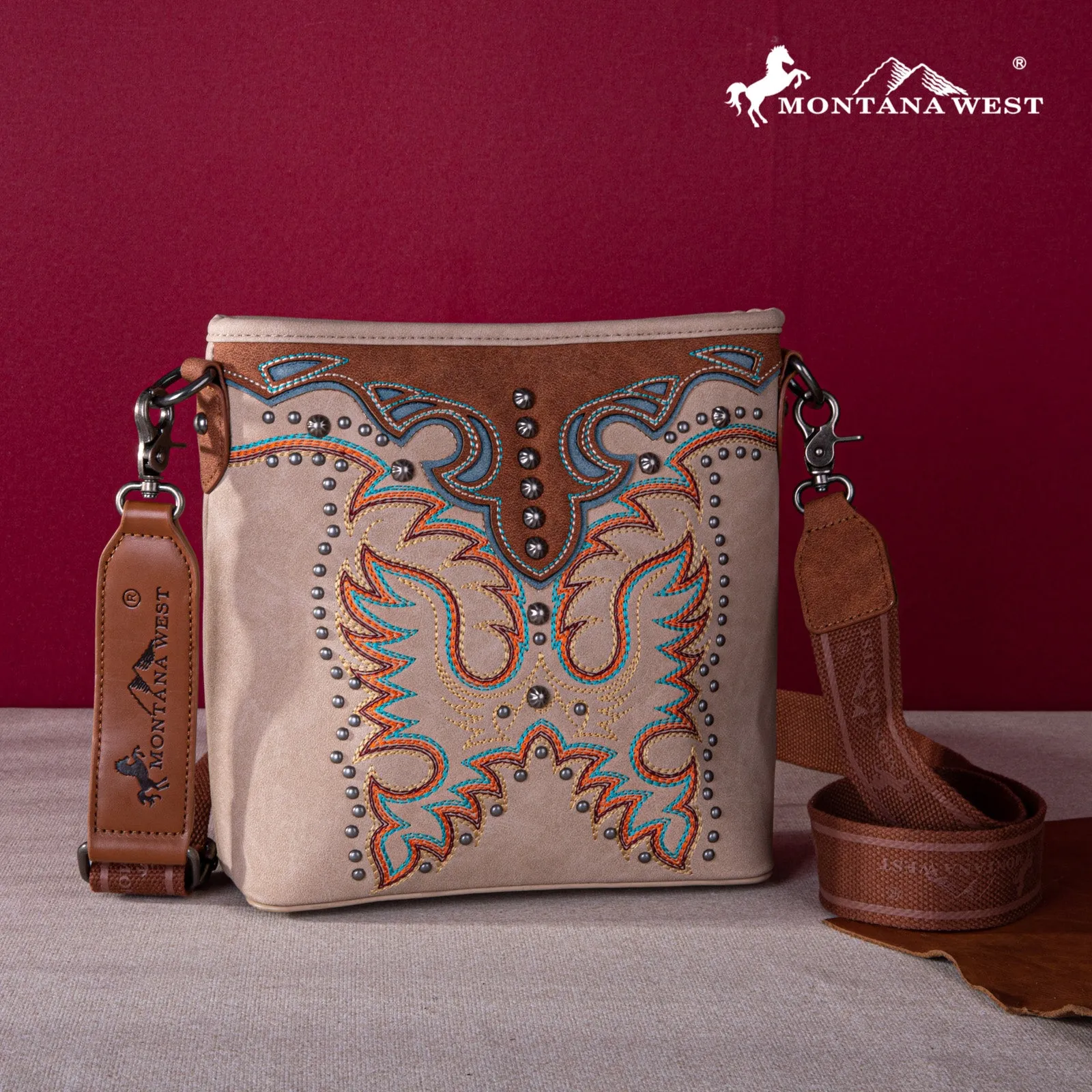 MW1253G-9360  Montana West Embroidered Collection Concealed Carry Crossbody