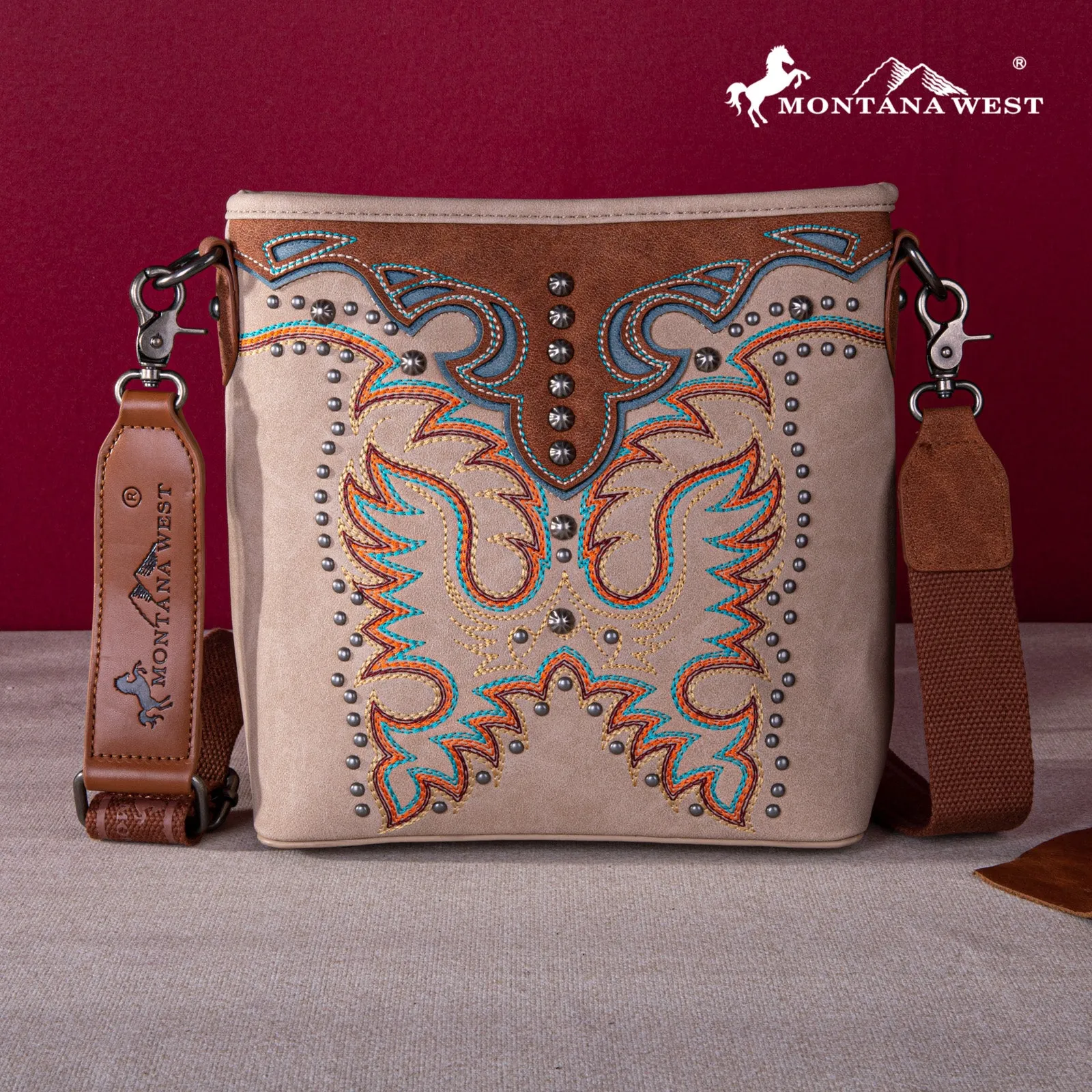 MW1253G-9360  Montana West Embroidered Collection Concealed Carry Crossbody