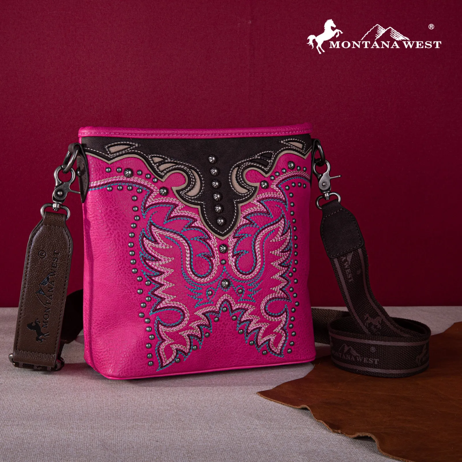 MW1253G-9360  Montana West Embroidered Collection Concealed Carry Crossbody