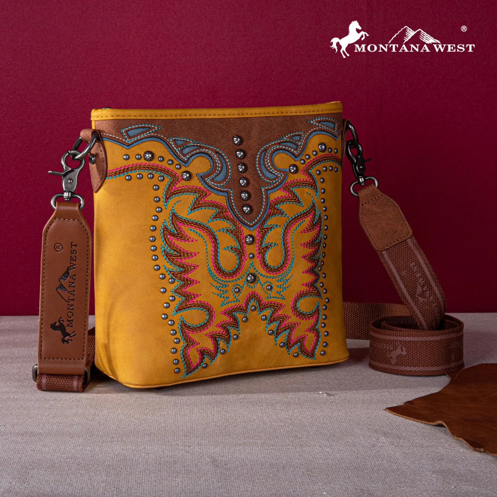 MW1253G-9360  Montana West Embroidered Collection Concealed Carry Crossbody