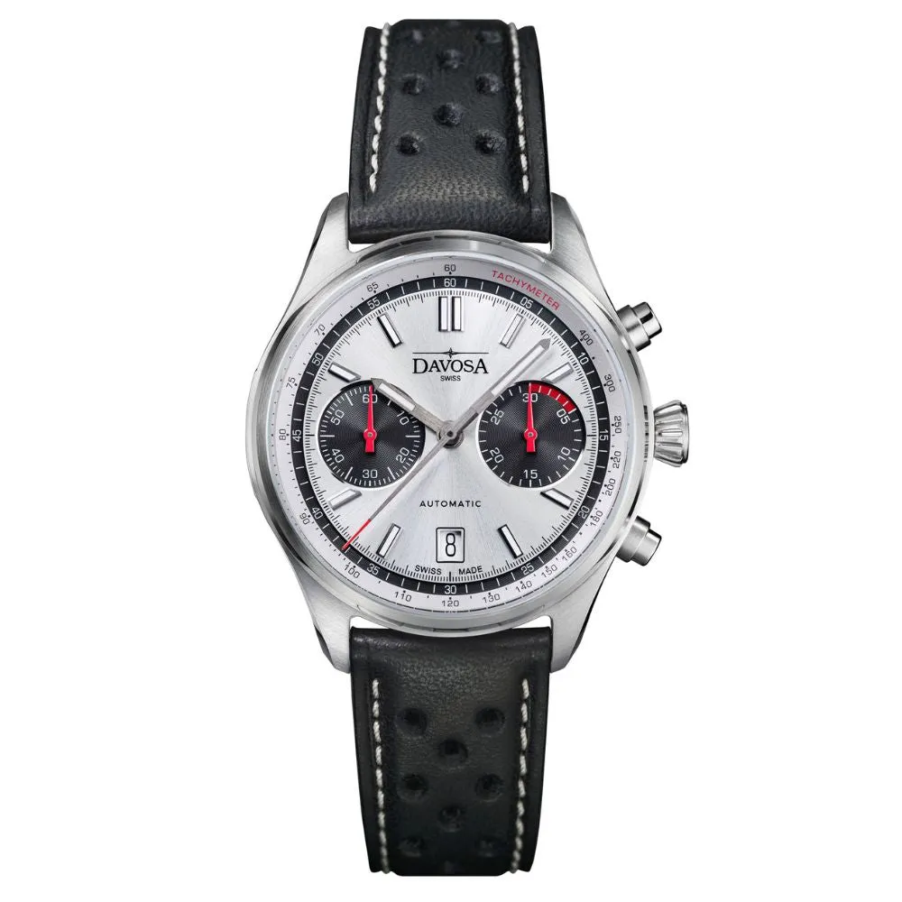 Newton Automatic Chronograph Silver Black Pilot Rally Watch 16153615 Limited Edition