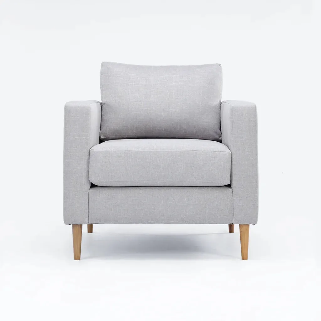 NINO FABRIC ARMCHAIR - PLATINUM/NATURAL LEG