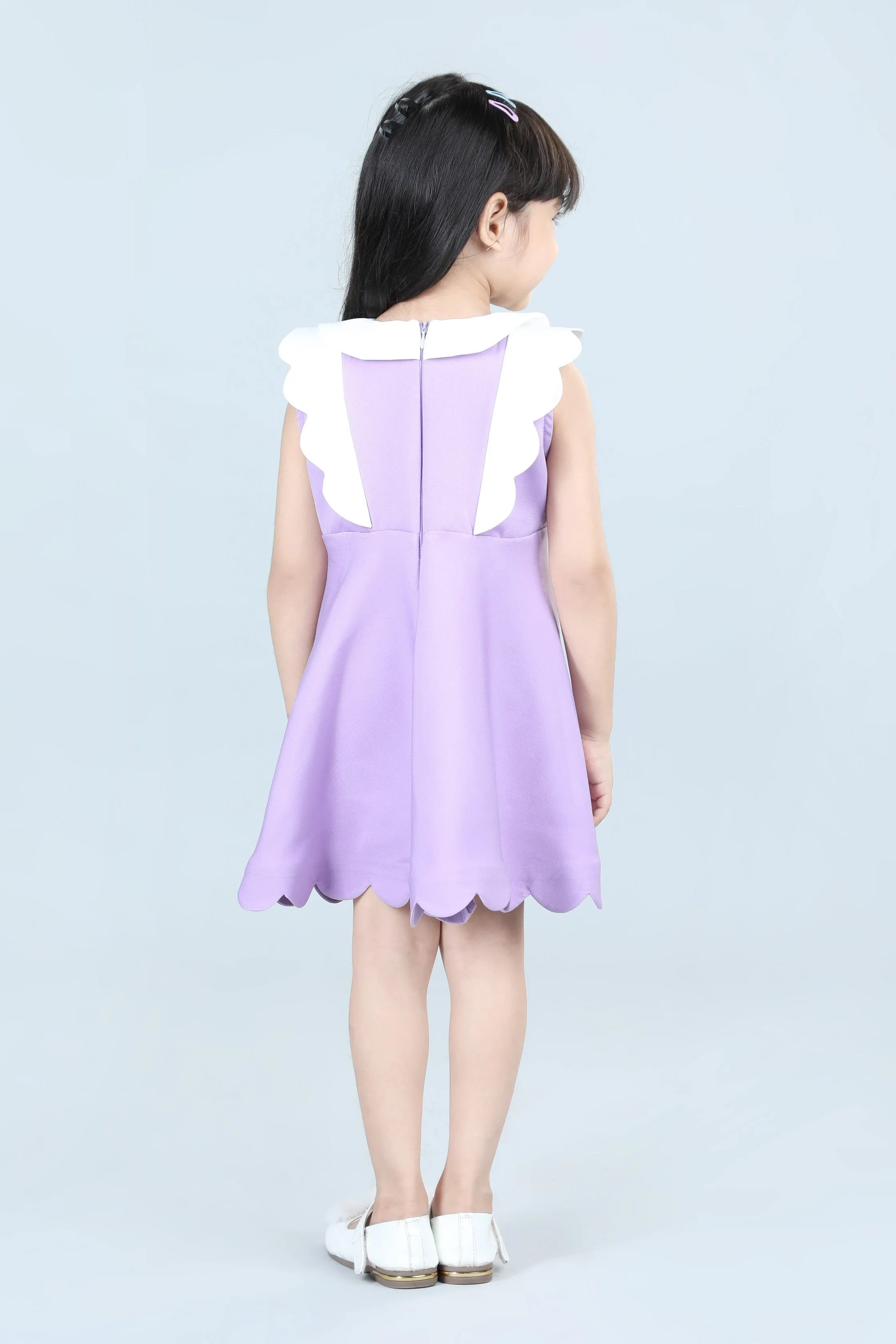 Pre-Order:  Lilac Colour Dress with Bow and Scalloping