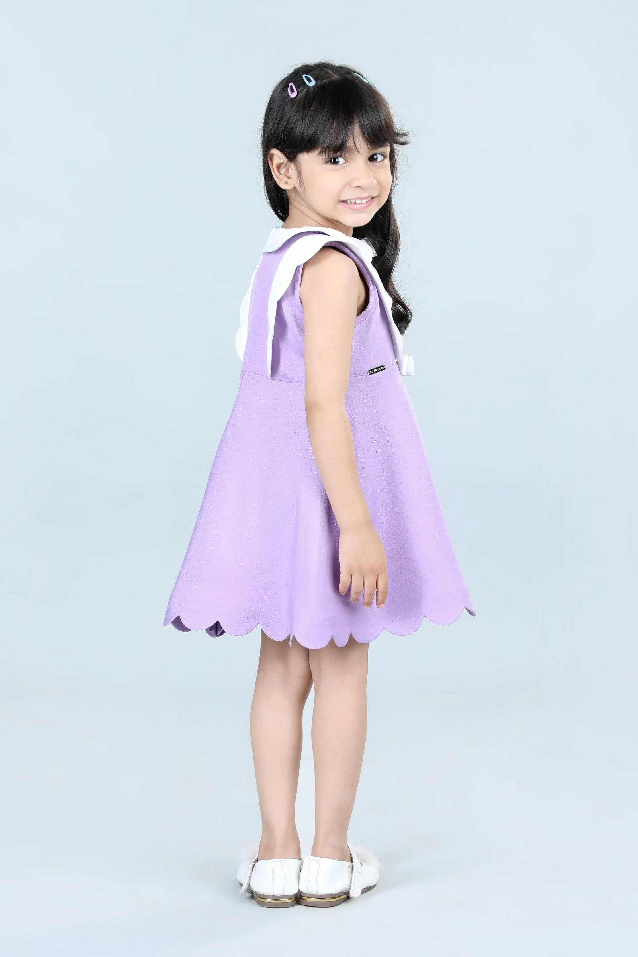 Pre-Order:  Lilac Colour Dress with Bow and Scalloping