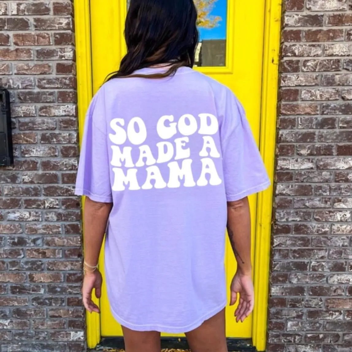 (Purple/T-SHIRT) So God Made A Mama Adult Short Sleeve Shirt