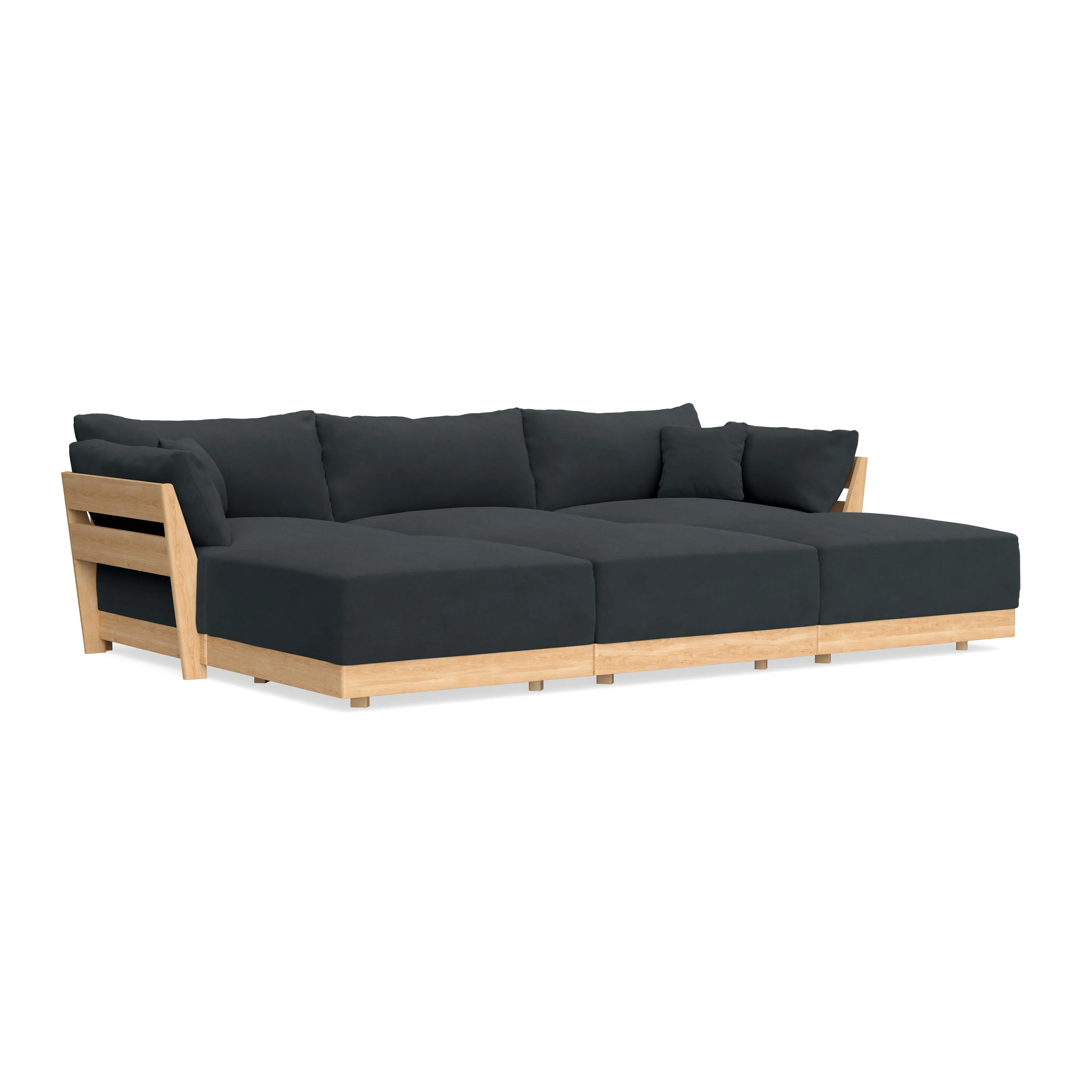 Slipcover Only - Modular Bondi 3-Seater Daybed Sofa Sectional in Obsidian