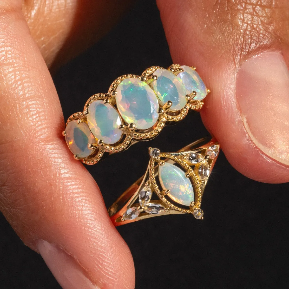 Solid Gold 2024 October Capsule Classic Opal Filigree Ring