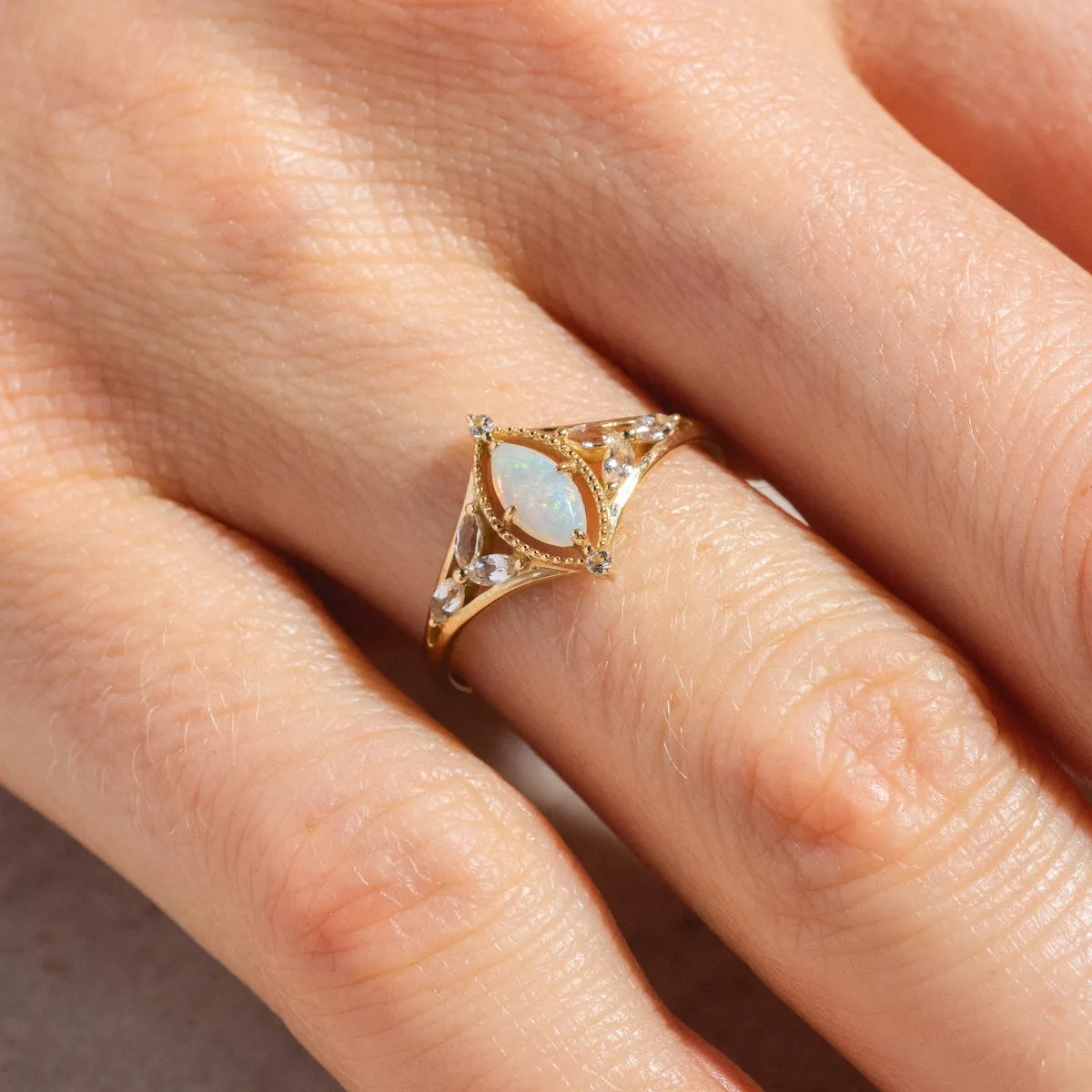 Solid Gold 2024 October Capsule Classic Opal Filigree Ring