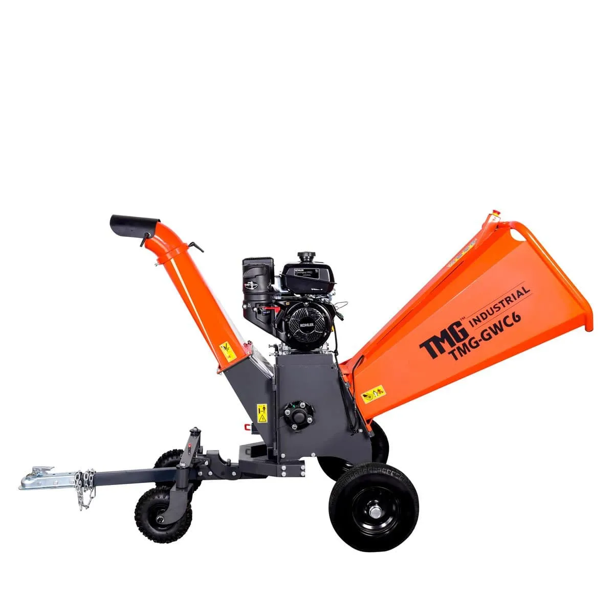 TMG Industrial 6" Wood Chipper Powered by Kohler 14 HP Command Pro Series, ATV Tow-Behind, 12'' Reversible Blade, Dual Belt Drive, TMG-GWC6