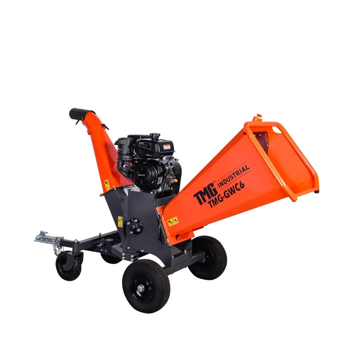 TMG Industrial 6" Wood Chipper Powered by Kohler 14 HP Command Pro Series, ATV Tow-Behind, 12'' Reversible Blade, Dual Belt Drive, TMG-GWC6