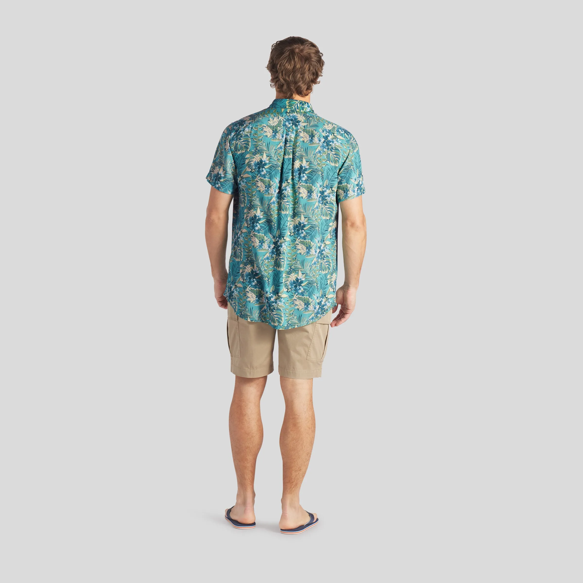 Vintage Hawaiian Shirt - Teal Yellow