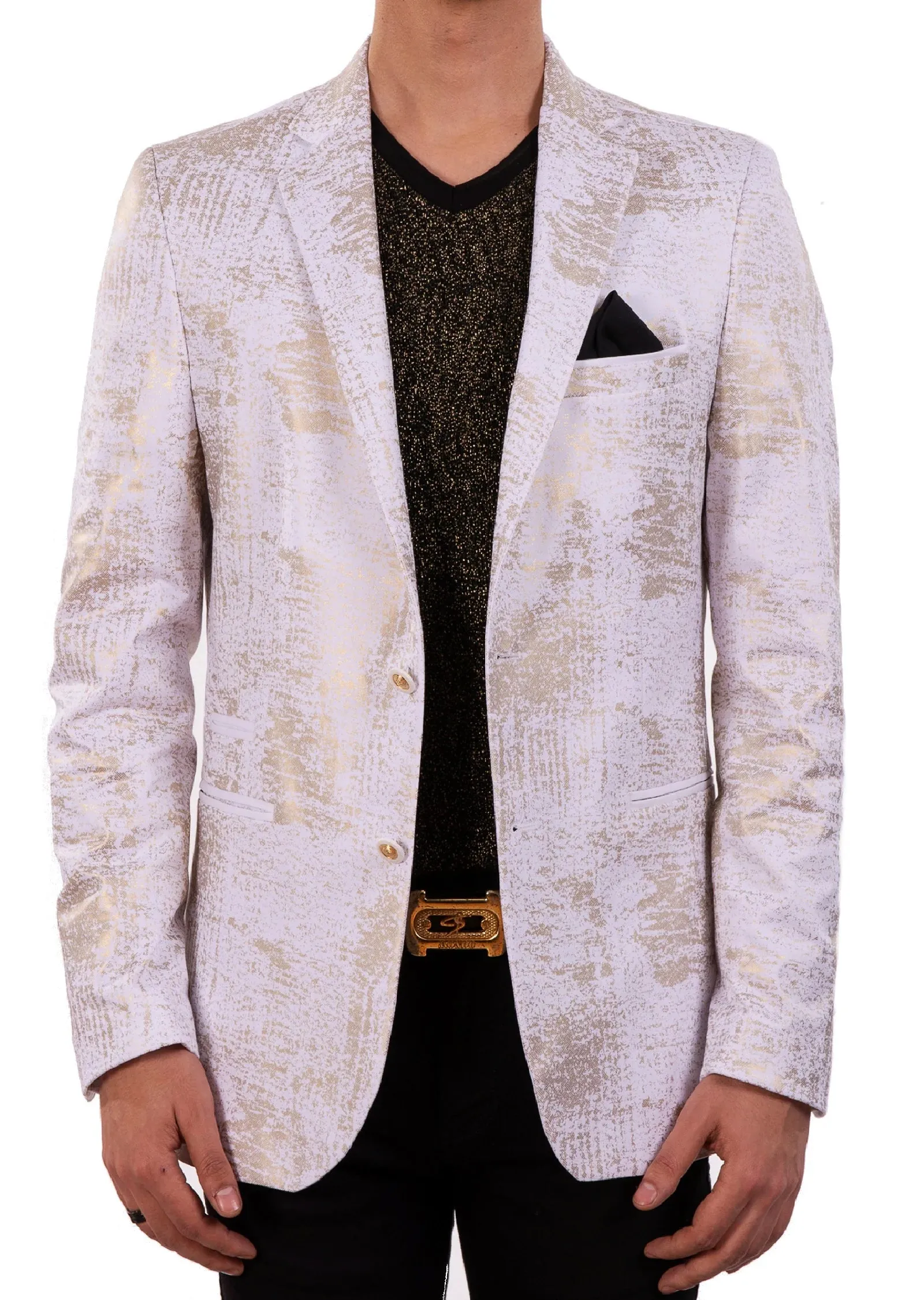 White Gold Foiled Detailed Blazer