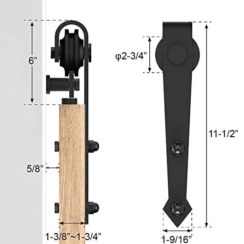 ZEKOO 9FT Arrow Style Rustic Sliding Wood Barn Door Rolling Antique Hardware Flat Tracks Double Doors Kit